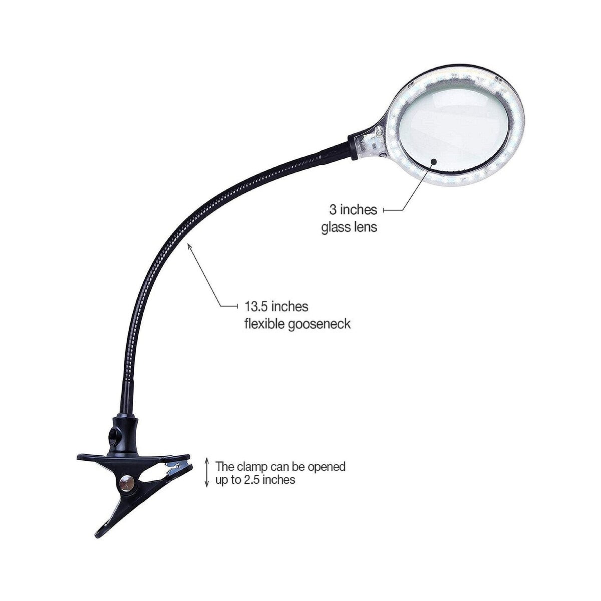 Brightech Lightview Pro 23.5 in. Classic Black Plug-in Adjustable Gooseneck 1.75X Magnifying Integrated LED Desk Lamp