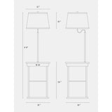 Brightech Madison 56 in. Havana Brown Modern LED Bedside Table Lamp with Fabric Drum Shade and Built-In Wireless Charging Pad