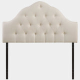 Brighton King Size Ivory Fabric Upholstered Button Tufted Headboard