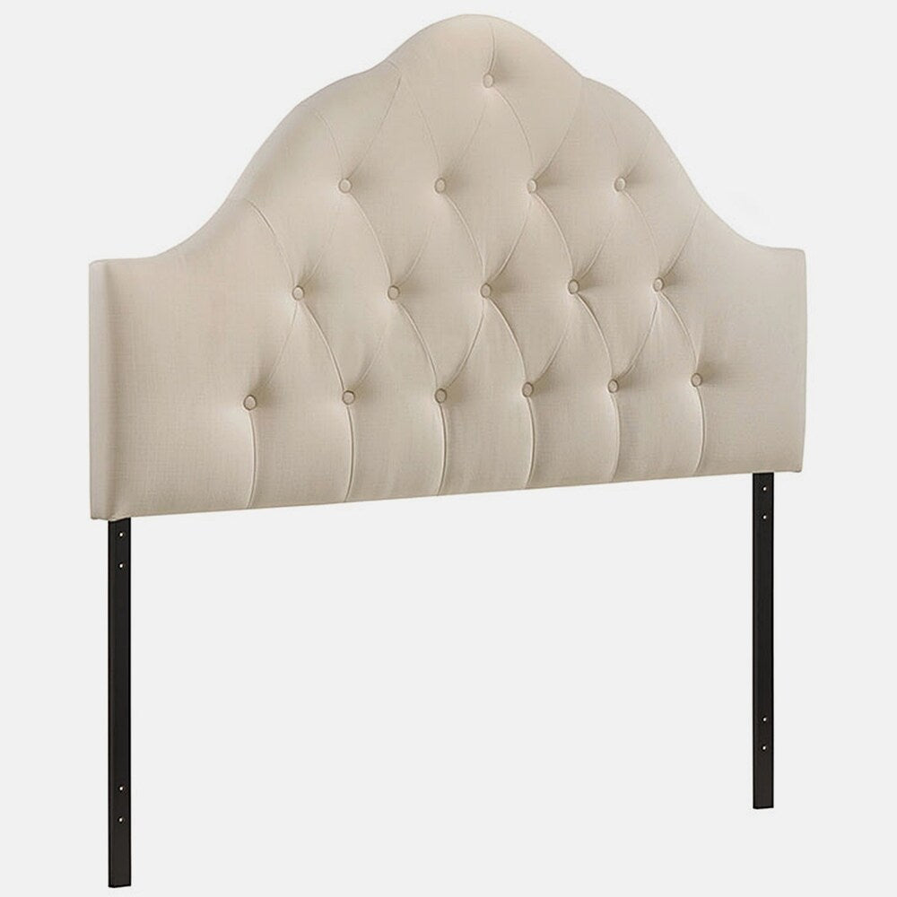 Brighton King Size Ivory Fabric Upholstered Button Tufted Headboard
