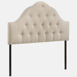 Brighton King Size Ivory Fabric Upholstered Button Tufted Headboard