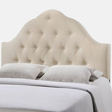 Brighton King Size Ivory Fabric Upholstered Button Tufted Headboard