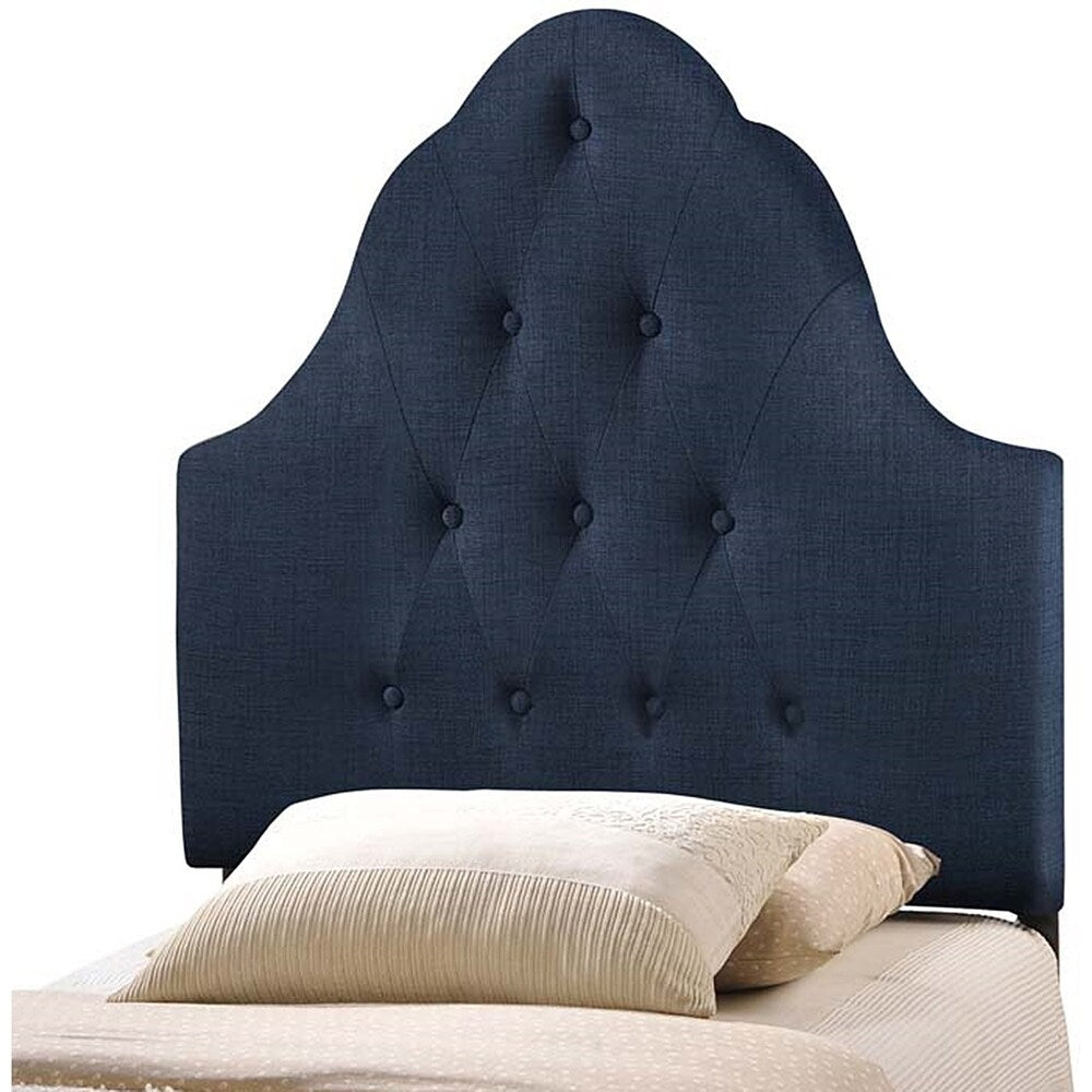 Brighton Twin Size Blue Fabric Upholstered Button Tufted Headboard