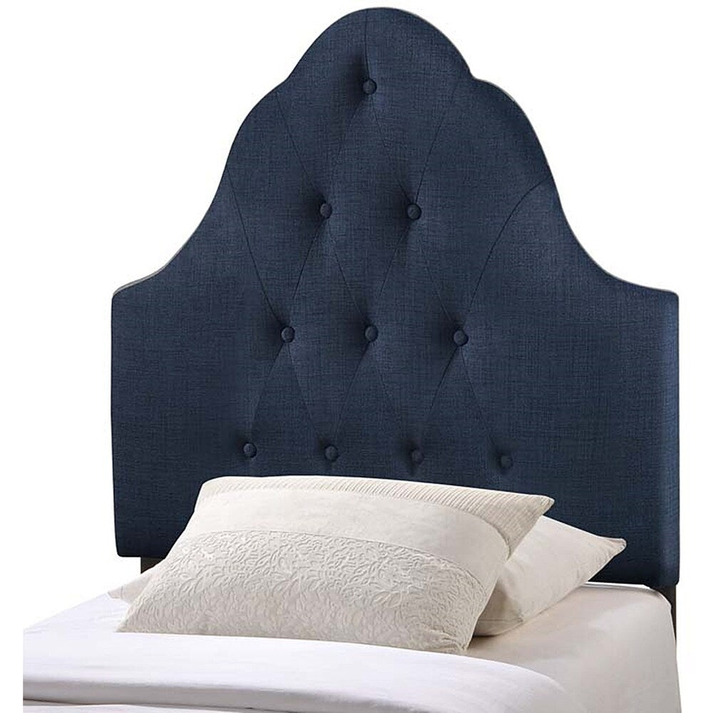 Brighton Twin Size Blue Fabric Upholstered Button Tufted Headboard