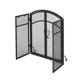 Brightwell Modern Iron Folding Fireplace Screen with Door and Tools by Christopher Knight Home