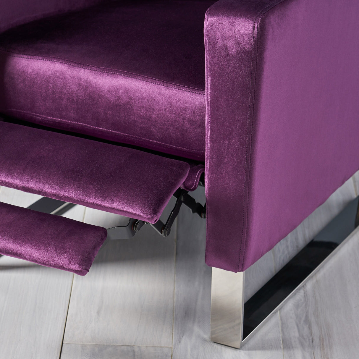 Brightwood Modern Velvet Recliner w/ Steel Legs by Christopher Knight Home