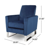 Brightwood Modern Velvet Recliner w/ Steel Legs by Christopher Knight Home