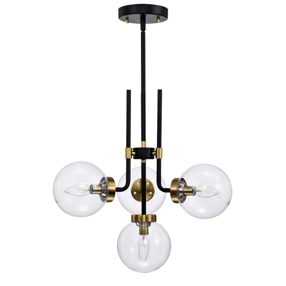 Brigita 47 Inch Modern-Contemporary Style Ceiling Lighted Chendelier Matte Black and Silver Polish 4-Light - N/A