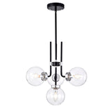 Brigita 47 Inch Modern-Contemporary Style Ceiling Lighted Chendelier Matte Black and Silver Polish 4-Light - N/A
