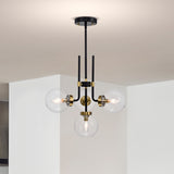 Brigita 47 Inch Modern-Contemporary Style Ceiling Lighted Chendelier Matte Black and Silver Polish 4-Light - N/A