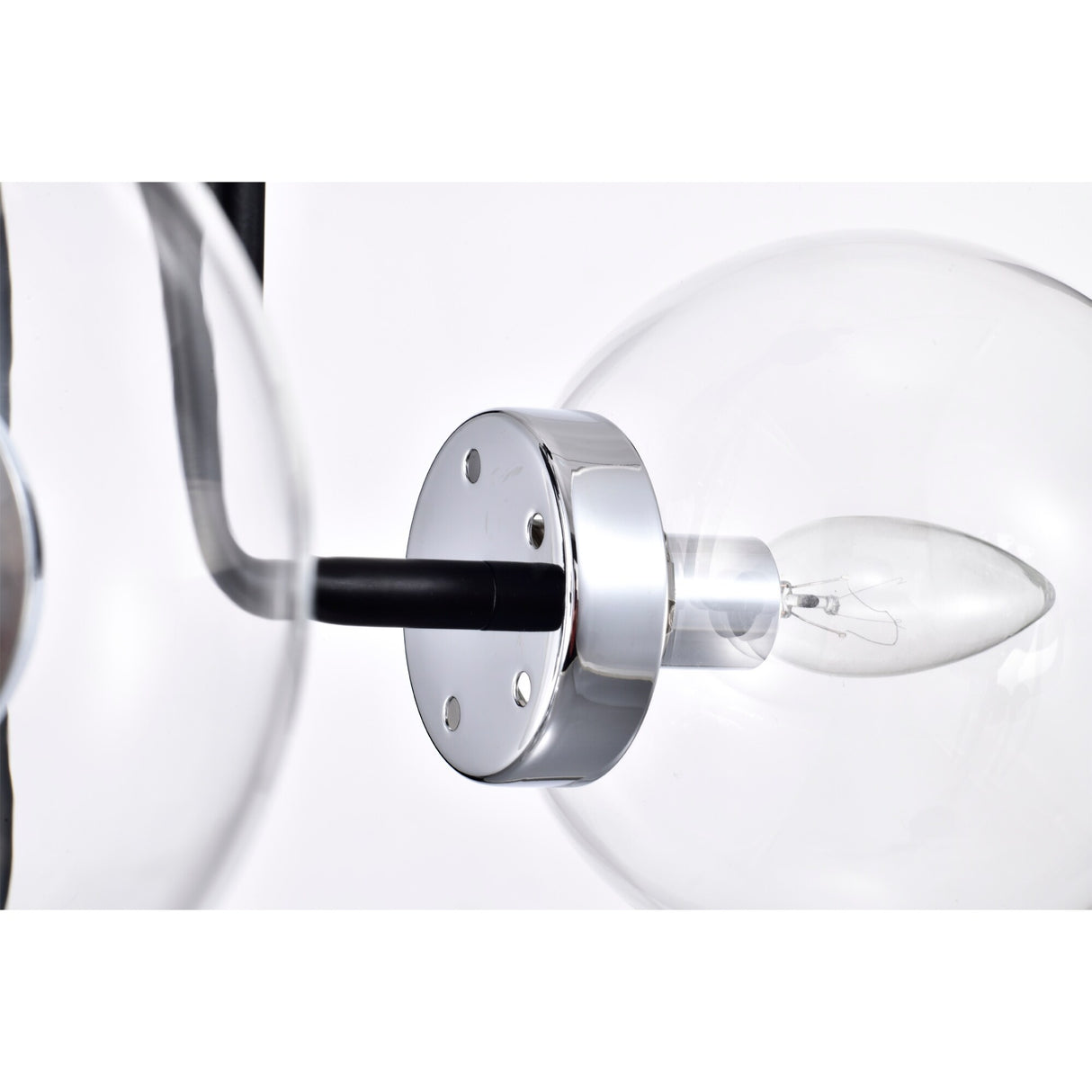 Brigita 47 Inch Modern-Contemporary Style Ceiling Lighted Chendelier Matte Black and Silver Polish 4-Light - N/A