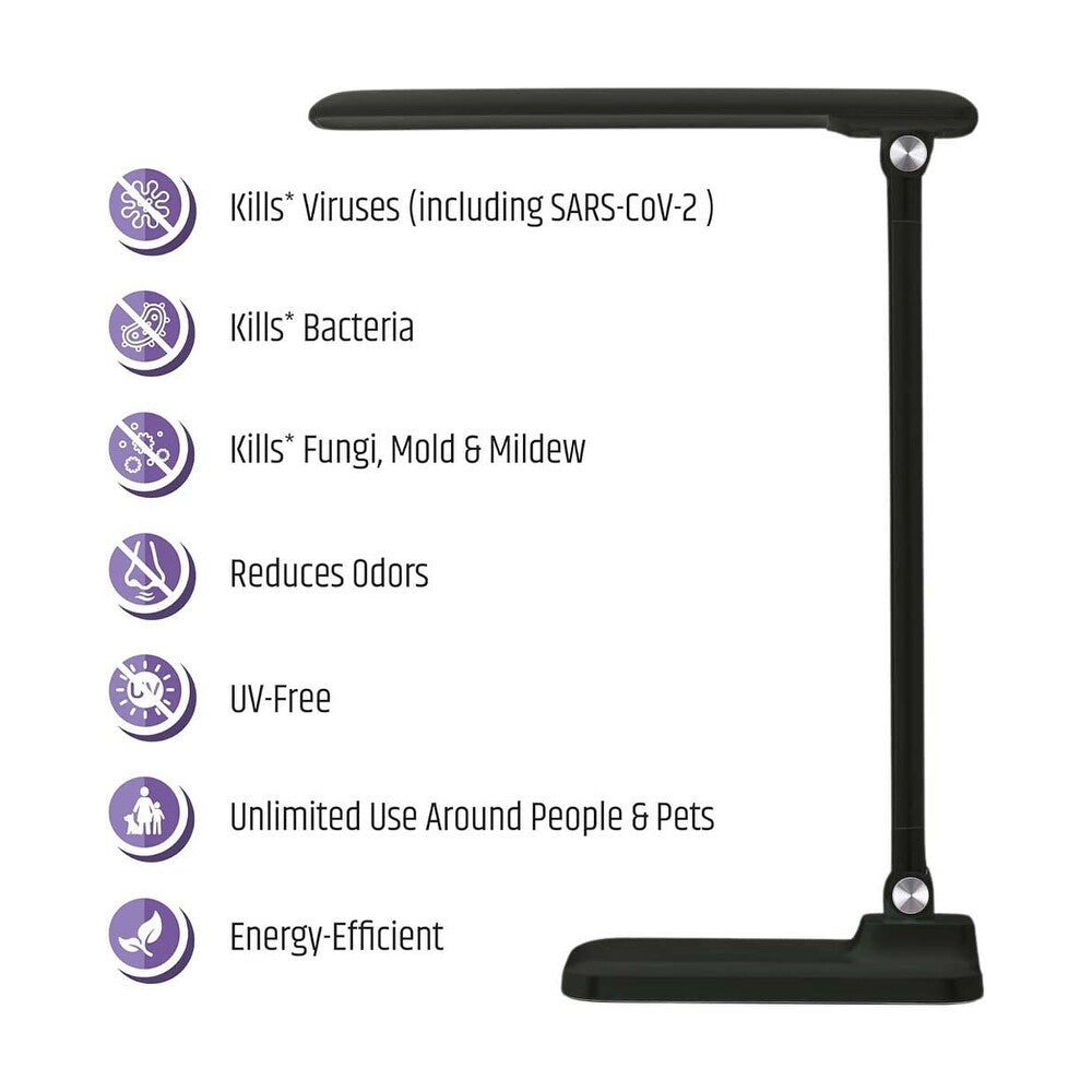Brilli 15"H Bright-Clean Antimicrobial LED Desk Lamp Matte Black Finish with Wireless Charging