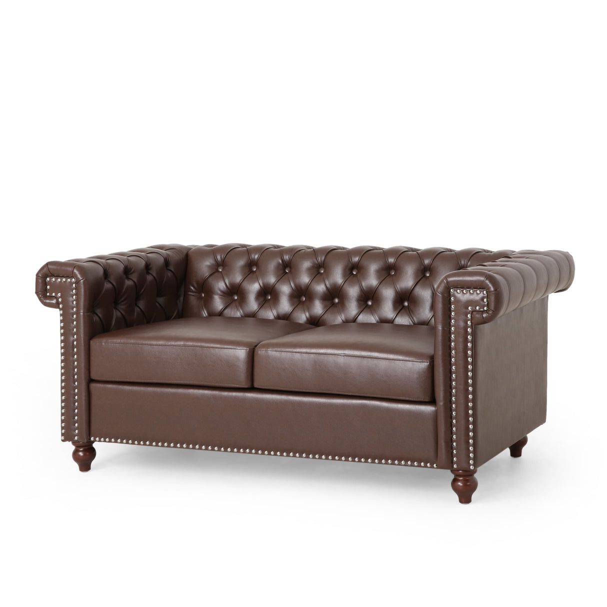 Brinkhaven Contemporary Button Tufted Loveseat with Nailhead Trim by Christopher Knight Home