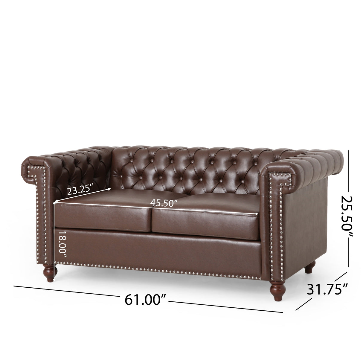 Brinkhaven Contemporary Button Tufted Loveseat with Nailhead Trim by Christopher Knight Home