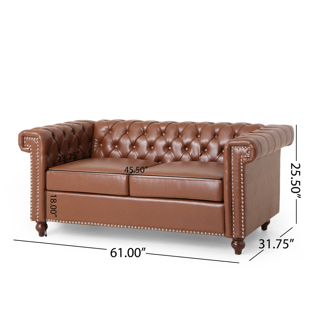Brinkhaven Contemporary Button Tufted Loveseat with Nailhead Trim by Christopher Knight Home