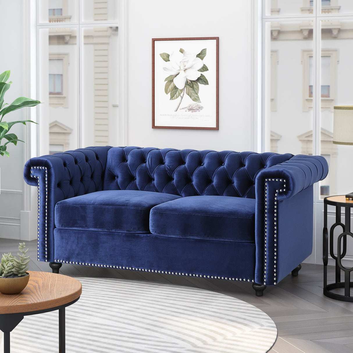 Brinkhaven Contemporary Button Tufted Loveseat with Nailhead Trim by Christopher Knight Home