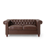 Brinkhaven Contemporary Button Tufted Loveseat with Nailhead Trim by Christopher Knight Home