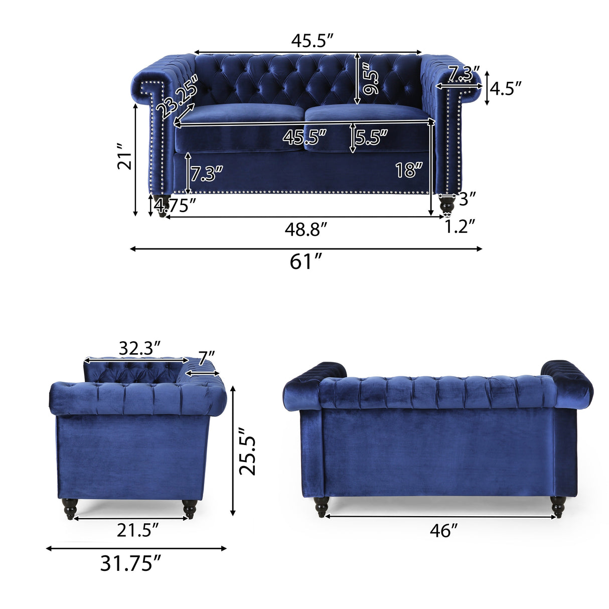 Brinkhaven Contemporary Button Tufted Loveseat with Nailhead Trim by Christopher Knight Home