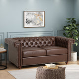 Brinkhaven Contemporary Button Tufted Loveseat with Nailhead Trim by Christopher Knight Home