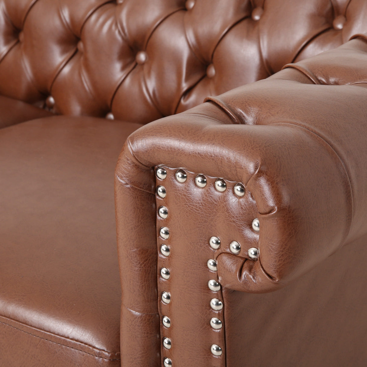 Brinkhaven Contemporary Button Tufted Loveseat with Nailhead Trim by Christopher Knight Home