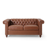 Brinkhaven Contemporary Button Tufted Loveseat with Nailhead Trim by Christopher Knight Home