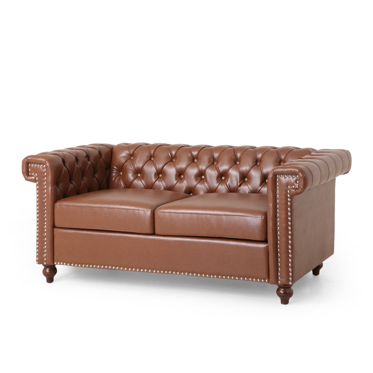 Brinkhaven Contemporary Button Tufted Loveseat with Nailhead Trim by Christopher Knight Home