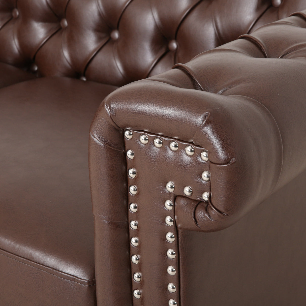 Brinkhaven Contemporary Button Tufted Loveseat with Nailhead Trim by Christopher Knight Home