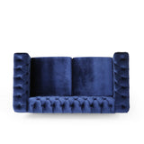 Brinkhaven Contemporary Button Tufted Loveseat with Nailhead Trim by Christopher Knight Home