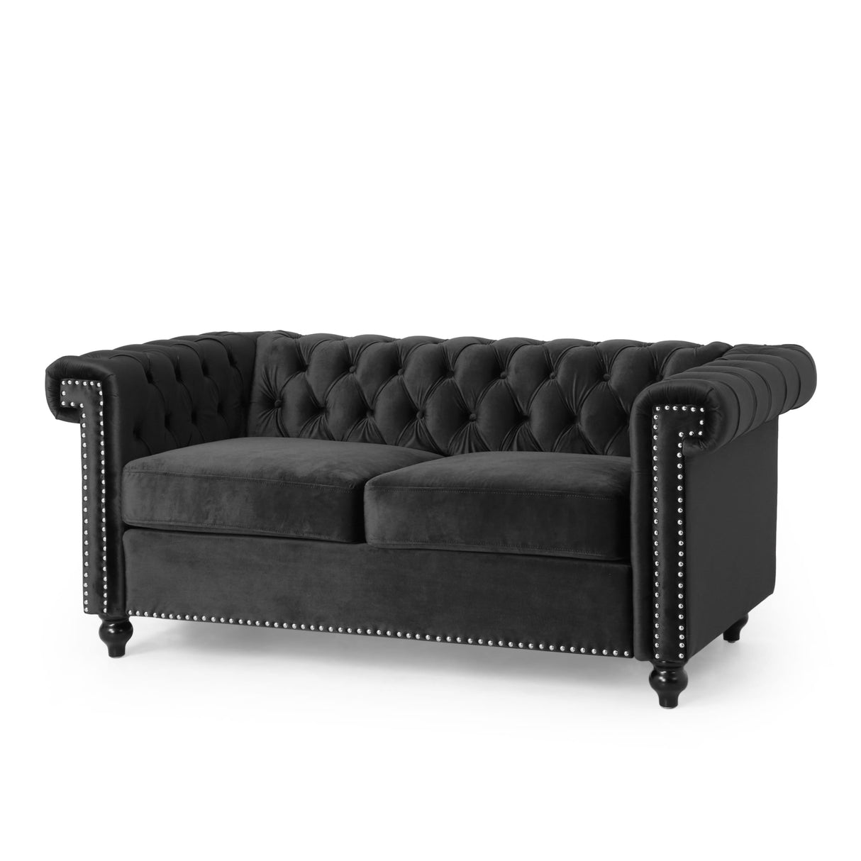 Brinkhaven Contemporary Button Tufted Loveseat with Nailhead Trim by Christopher Knight Home