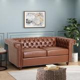 Brinkhaven Contemporary Button Tufted Loveseat with Nailhead Trim by Christopher Knight Home
