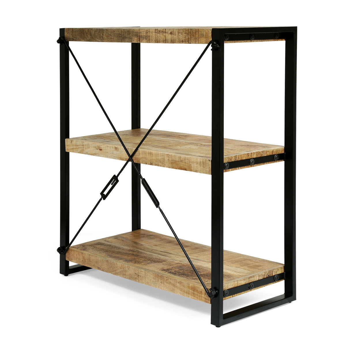 Brinkley Indoor Mango Wood Handcrafted 3 Shelf Shelving Unit by Christopher Knight Home