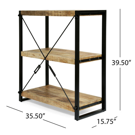 Brinkley Indoor Mango Wood Handcrafted 3 Shelf Shelving Unit by Christopher Knight Home