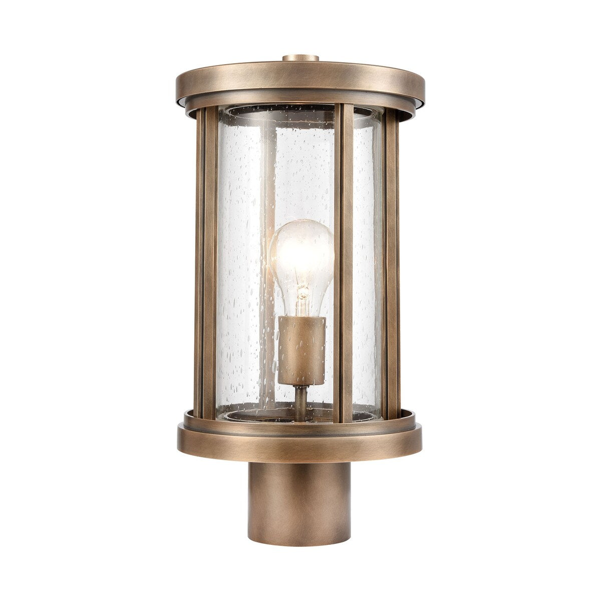 Elk Home Brison Vintage Brass With Seedy Glass 1 Light Post Light