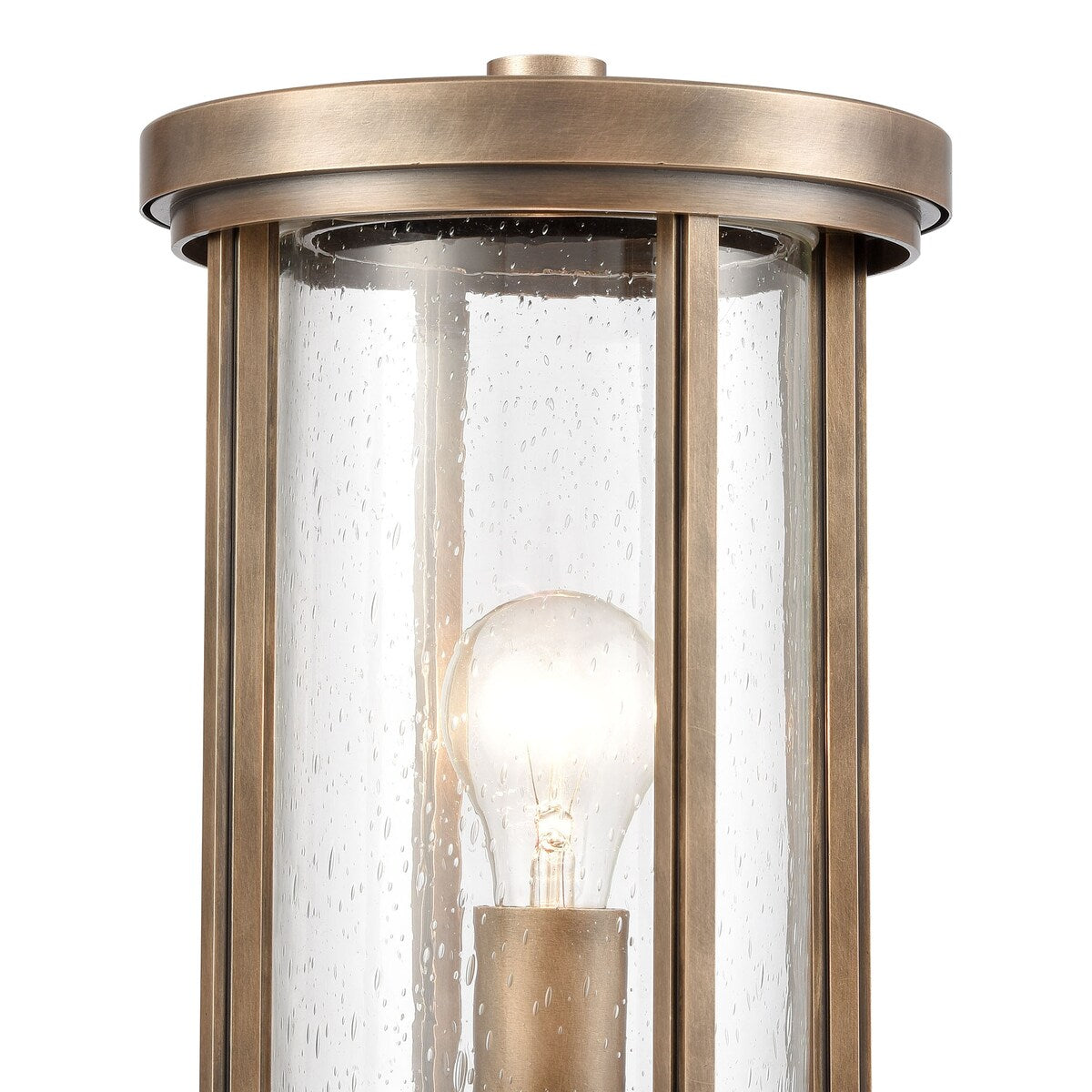Elk Home Brison Vintage Brass With Seedy Glass 1 Light Post Light