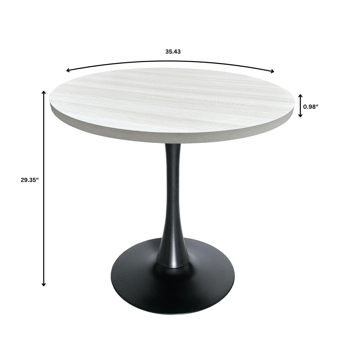 Bristol 36" Round Dining Table for 4 with MDF Top and Sleek Black Iron Base for Kitchen & Dining Room
