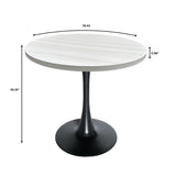 Bristol 36" Round Dining Table for 4 with MDF Top and Sleek Black Iron Base for Kitchen & Dining Room