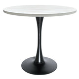 Bristol 36" Round Dining Table for 4 with MDF Top and Sleek Black Iron Base for Kitchen & Dining Room
