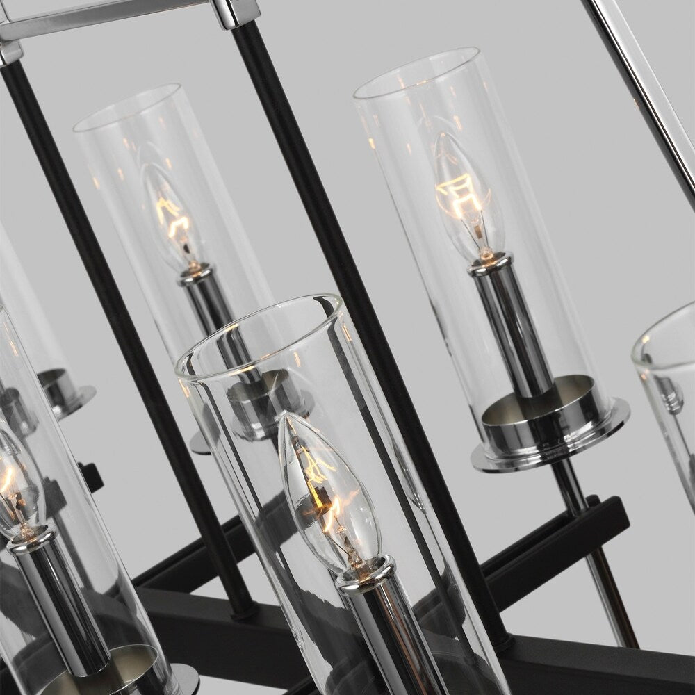 Broderick Textured Black Steel 10-light Linear Chandelier