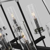 Broderick Textured Black Steel 10-light Linear Chandelier