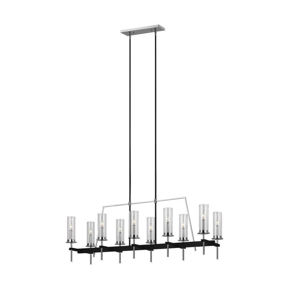 Broderick Textured Black Steel 10-light Linear Chandelier