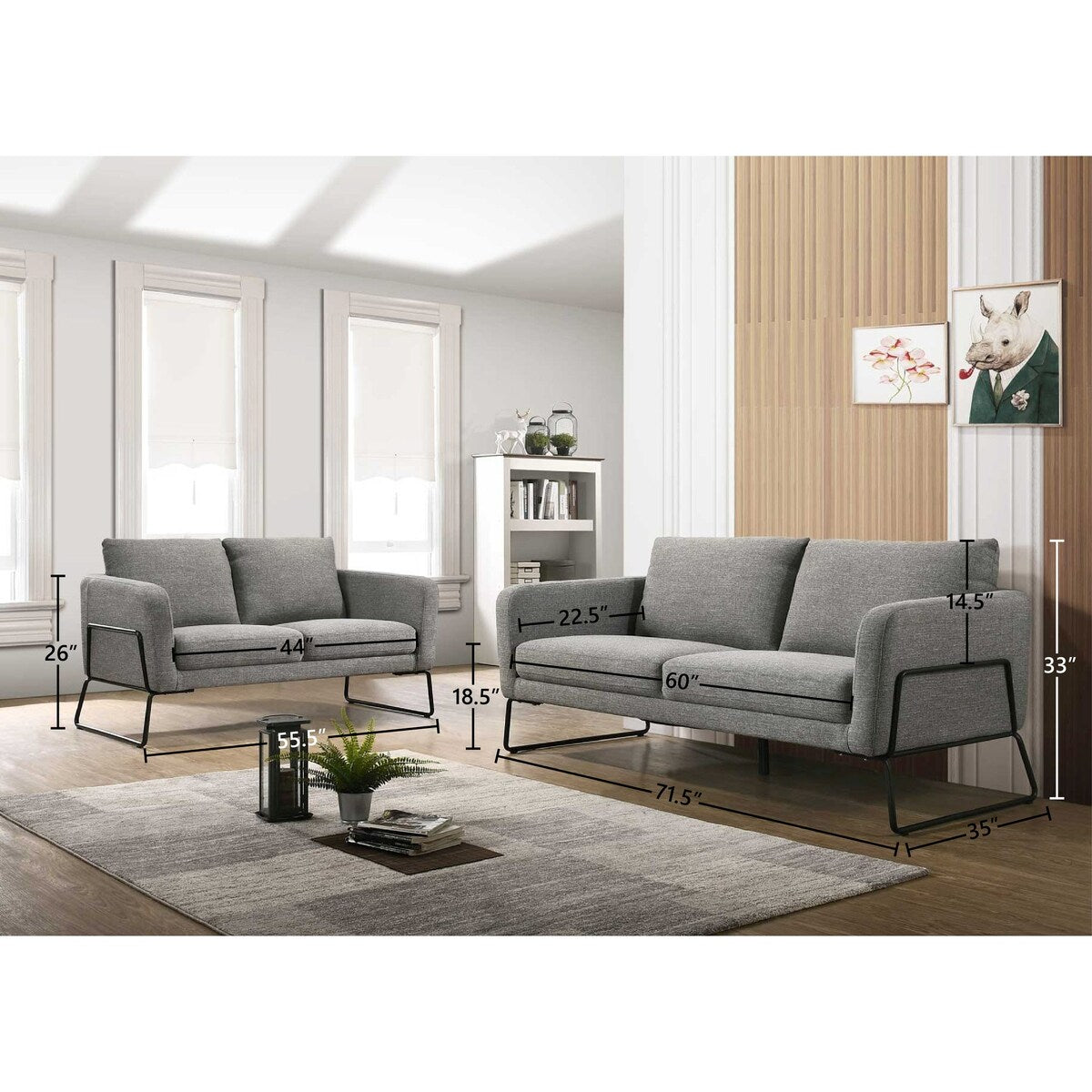 Brolin Heights Modern Seating Set with Sofa, Loveseat & Armchair