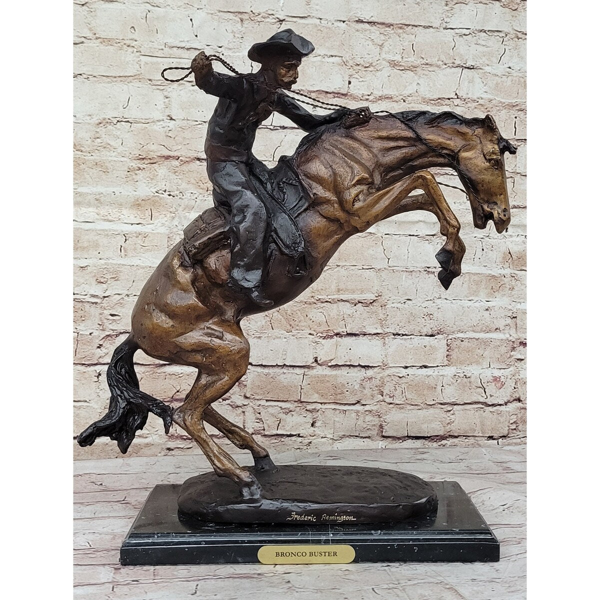 Bronco Buster By Frederic Remington Bronze Statue Sculpture Western Cowboy 17 Inches X 18 Inches