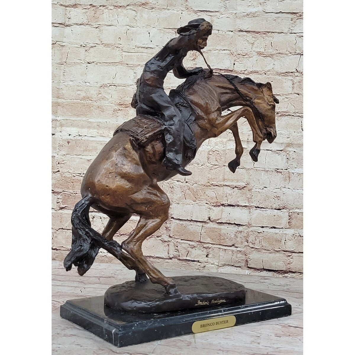 Bronco Buster By Frederic Remington Bronze Statue Sculpture Western Cowboy 17 Inches X 18 Inches