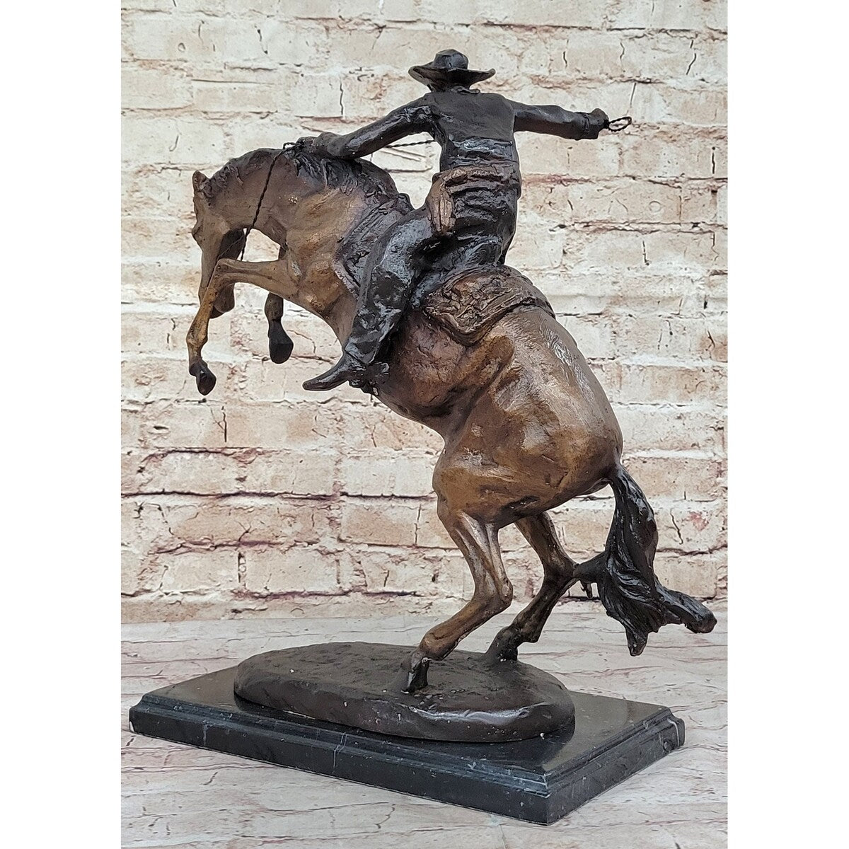 Bronco Buster By Frederic Remington Bronze Statue Sculpture Western Cowboy 17 Inches X 18 Inches