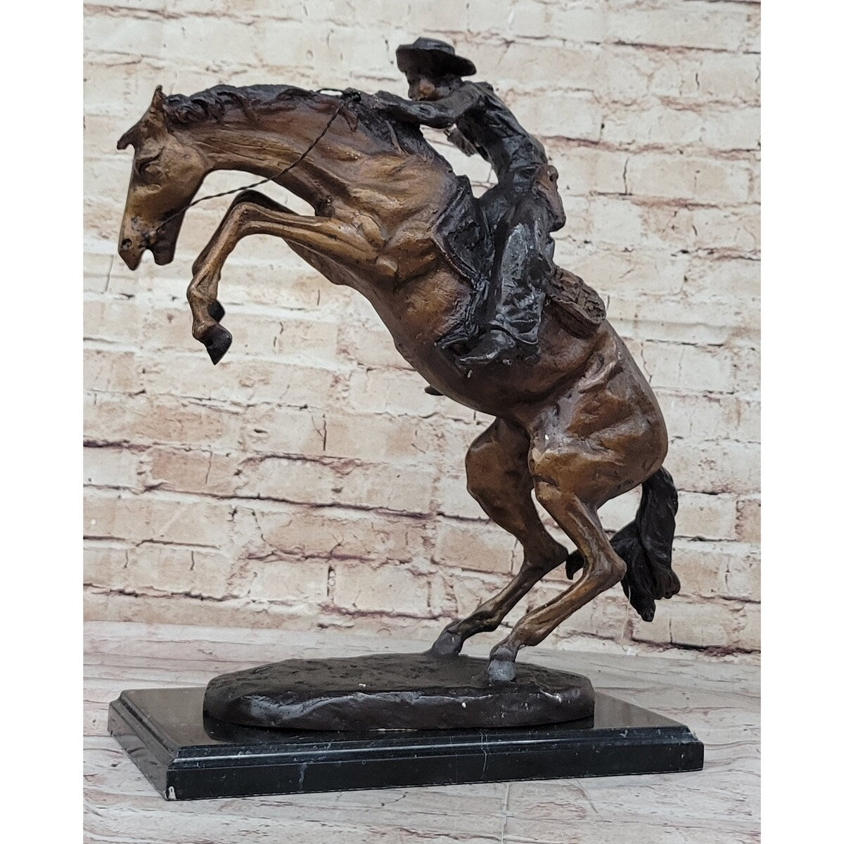 Bronco Buster By Frederic Remington Bronze Statue Sculpture Western Cowboy 17 Inches X 18 Inches