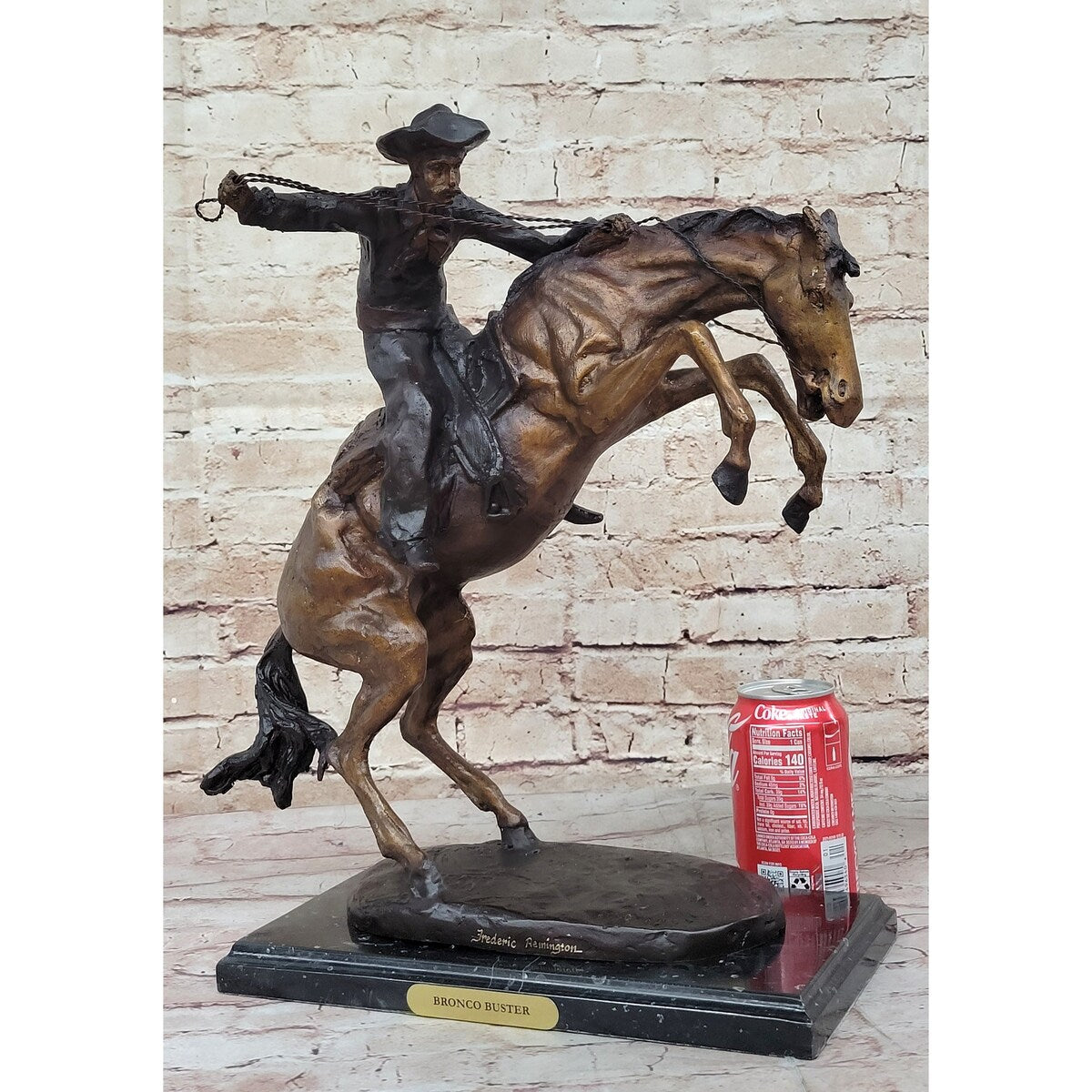 Bronco Buster By Frederic Remington Bronze Statue Sculpture Western Cowboy 17 Inches X 18 Inches