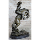 Bronco Buster Inspired Country Western Art Bronze Sculpture Featuring Cowboy On Horseback