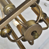 Bronze Hexagon Lantern Semi-flush Mount Glass Chandelier