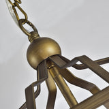 Bronze Hexagon Lantern Semi-flush Mount Glass Chandelier