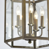 Bronze Hexagon Lantern Semi-flush Mount Glass Chandelier